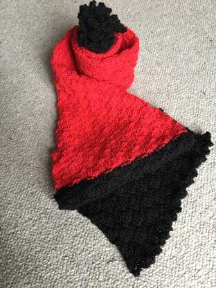 Red and Black Basket Weave Scarf