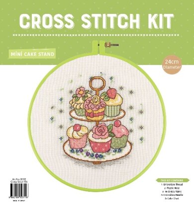 Creative World of Crafts Mini Cake Stand Cross Stitch Kit with Hoop