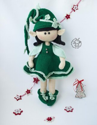 Elf  doll knitted flat