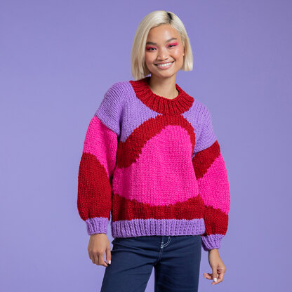 Everyday Surrealist Sweater - Free Knitting Pattern for Women in Paintbox Yarns Wool Blend Super Chunky