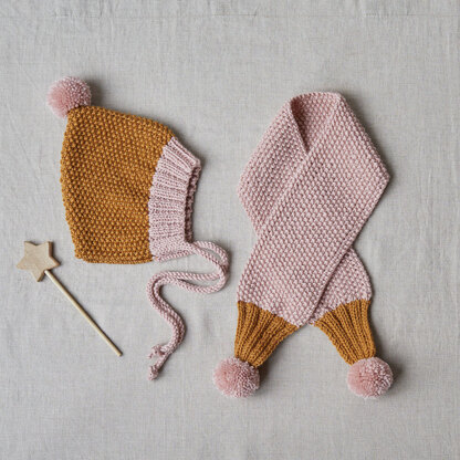Bobbi Bonnet & Scarf - Knitting Pattern for Babies in Debbie Bliss Cashmerino Aran