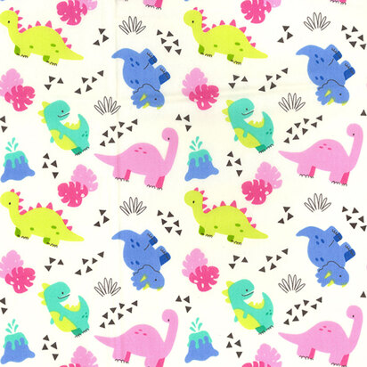 Rose & Hubble Cotton Poplin Printed - Dinosaurs Ivory