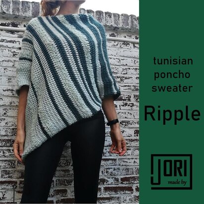 Tunisian poncho sweater Ripple