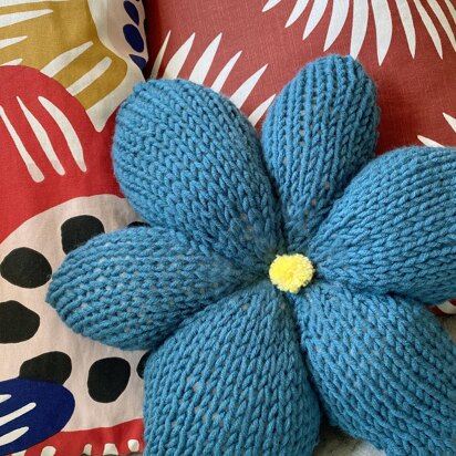 Chunky Teal Flower Cushion