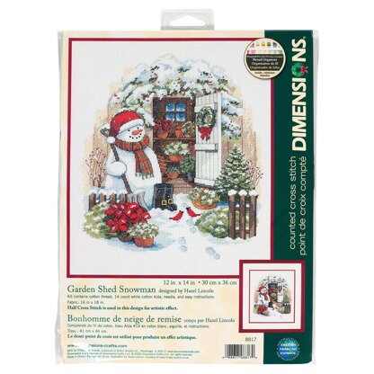 Dimensions Counted Cross Stitch Kit: Garden Shed Snowman - 30 x 36cm (12 x 14in)