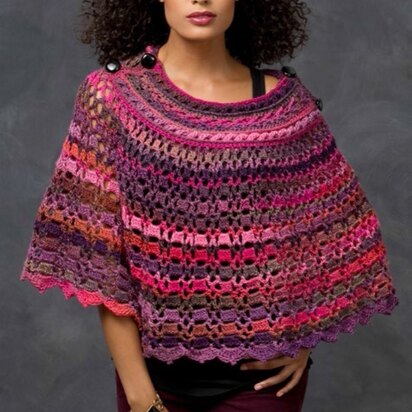 Dubonnet Poncho in Red Heart Boutique Unforgettable - LW3318