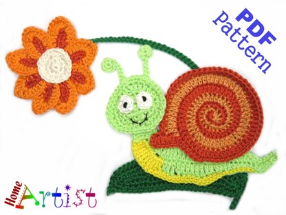 Snail crochet applique pattern