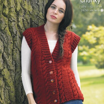 Sweater and Waistcoat in King Cole Big Value Super Chunky - 4362 - Downloadable PDF