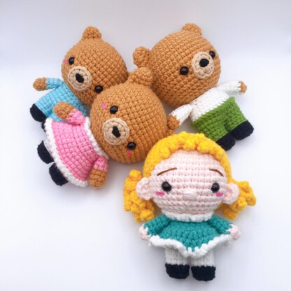 Goldilocks and The Three Bears Amigurumi Crochet Pattern