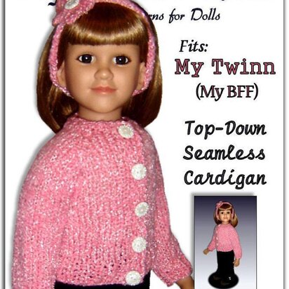 Cardigan Pattern, Top-down seamless for 23 inch doll (MY Twinn) 611