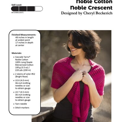 Noble Cresent Cowl in Cascade Yarns Noble Cotton - DK602 - Downloadable PDF - knitting pattern