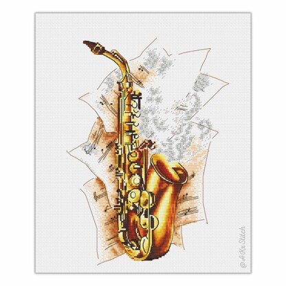 Saxophone Cross Stitch PDF Pattern