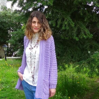 Lavender Crochet Cardigan