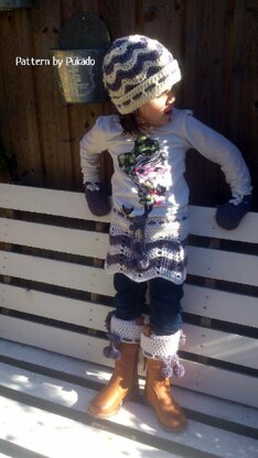 Chevron Winter Hat plus bonus Skirt, Mittens and Boot cuffs