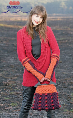 Angelina Bag and Armwarmers in Adriafil Mirtillo - Downloadable PDF