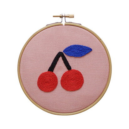 Cotton Clara Cherry Embroidery Hoop Kit - 13cm