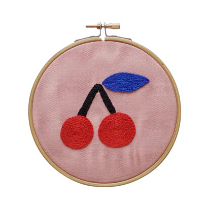 Cotton Clara Cherry Embroidery Hoop Kit - 13cm 