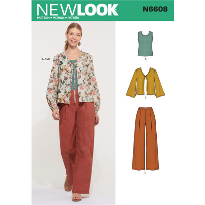 New Look N6608 Misses' Jacket, Pants and Top 6608 - Paper Pattern, Size 8-10-12-14-16-18-20