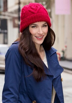 Cabled Heart Hat in Red Heart Super Saver Economy Solids - LW3588