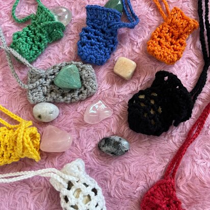 Crochet Crystal Pouch Necklace