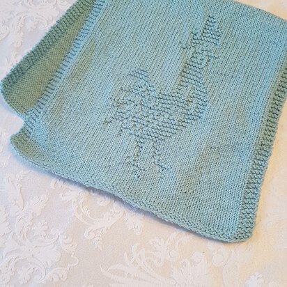 Rooster Dishtowel Hand Towel - knitting pattern