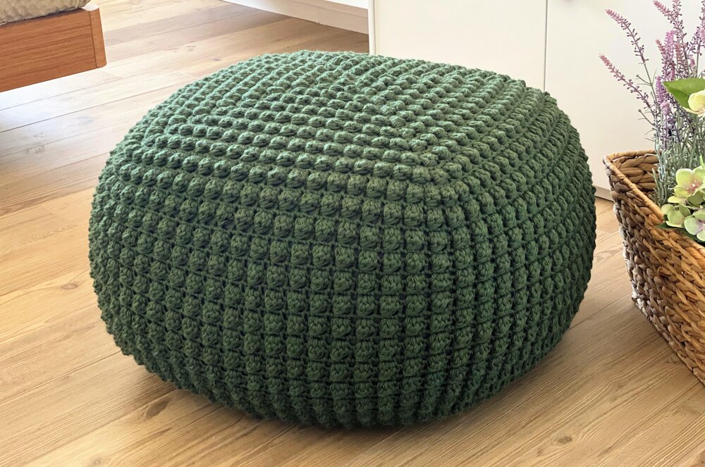 Square knitted deals pouffe