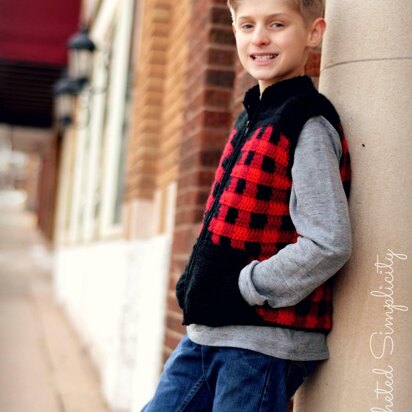 Kids Plaid  Zipper Front Vest