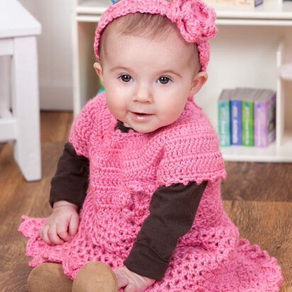 Little Sweetie Dress & Headband in Red Heart Soft Baby Steps - LW2900EN - Downloadable PDF