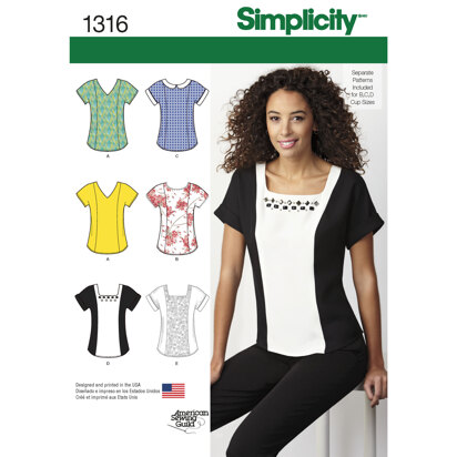 Simplicity Women's Top with Neckline Variations 1316 - Sewing Pattern