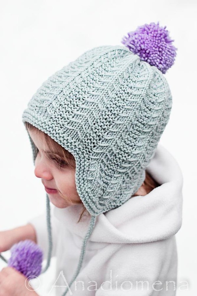 Ear Flaps Knitting Pattern For Childs Pom Pom Hat Grow With Me Ear - Main Image