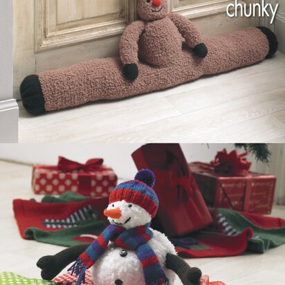 Rudolph Draught Excluder, Christmas Tree Skirt and Snowman Toy in King Cole Chunky & DK - 9009 - Downloadable PDF