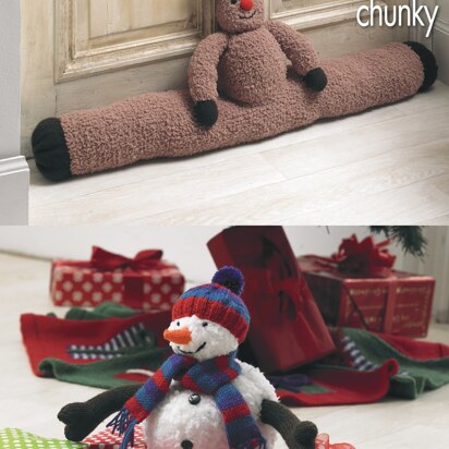 Rudolph Draught Excluder, Christmas Tree Skirt and Snowman Toy in King Cole Chunky & DK - 9009 - Downloadable PDF - knitting pattern