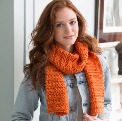 Beginner Garter Drop-Stitch Scarf in Red Heart With Love Solids - LW4129