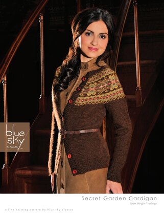 Secret Garden Cardigan in Blue Sky Fibers Sport Weight and Melange - Downloadable PDF