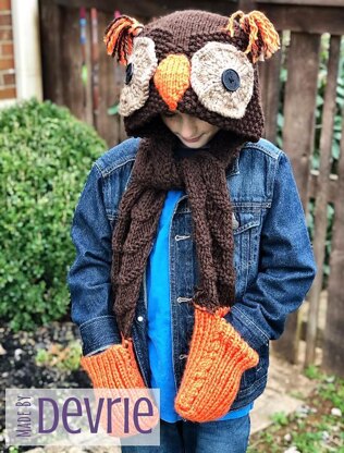 Hooded Owl Scarf and Blanket