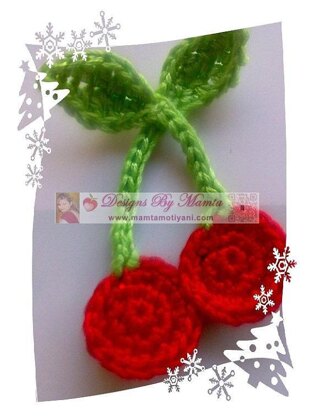 Crochet Cherries Applique Pattern Ornament For Holidays And Christmas