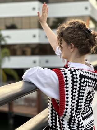 Black and white vest