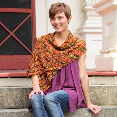 120 Falling Leaves Shawl - Knitting Pattern for Women in Valley Yarns Charlemont