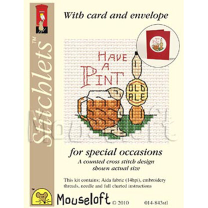 Mouseloft Have A Pint Card Occasions Stitchlets Kit Cross Stitch Kit - 100 x 125 x 12