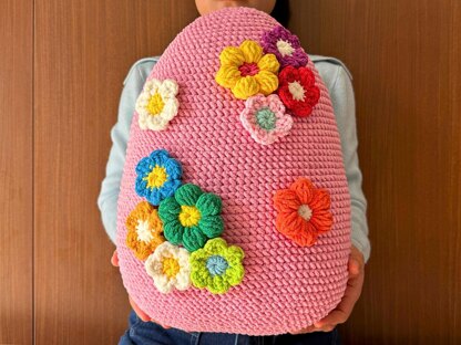 Egg Pillow with 3D Flowers