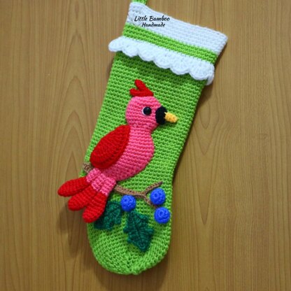 Red Bird Christmas Stocking