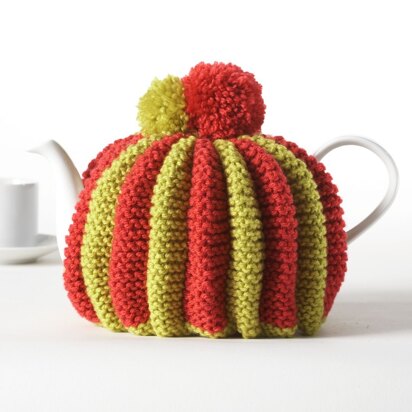 Knitted Pleated Tea Cozy in Bernat Super Value - knitting pattern