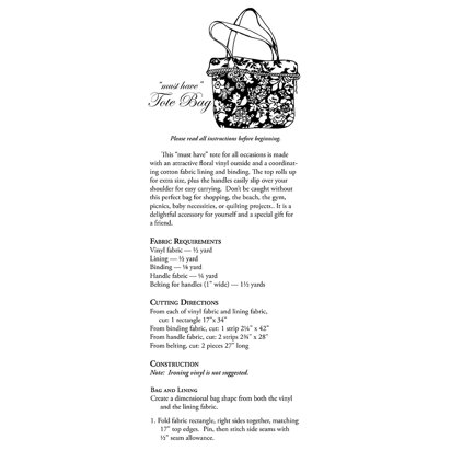 Moda Fabrics Must Have Tote Bag - Downloadable PDF