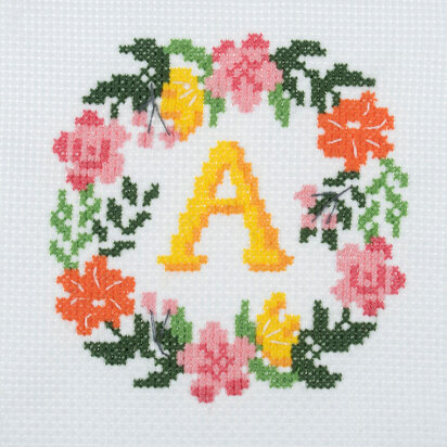 Trimits Floral Wreath Monogram Cross Stitch Kit - 13 x 13cm