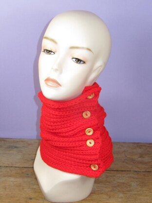 Sideways Fishermans Rib Stitch Button Up Cowl / Snood