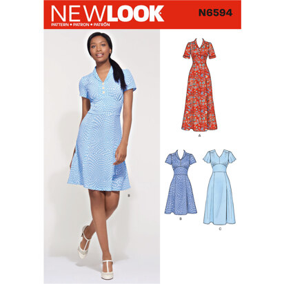 New Look N6594 Misses' Dress In Three Lengths 6594 - Paper Pattern, Size 8-10-12-14-16-18-20