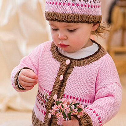 Fair Isle Cardigan & Hat - Knitting Pattern for Babies in Tahki Yarns Cotton Classic