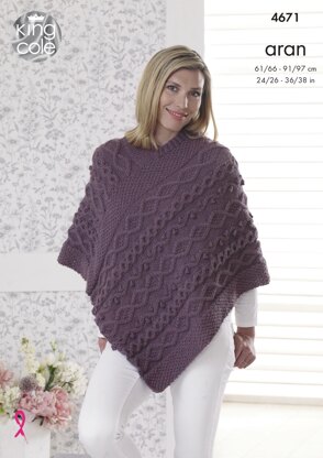 Ponchos & Hat in King Cole Fashion Aran - 4671 - Downloadable PDF