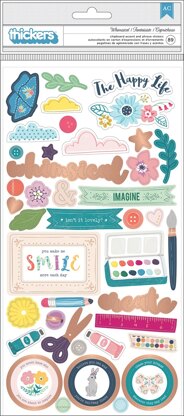 American Crafts Paige Evans Whimsical Thickers Stickers 5.5"X11" 89/Pkg - Icons, Chipboard W/Copper Foil