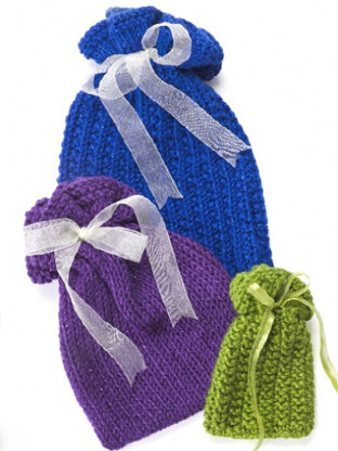 Knit Gift Bags in Caron Simply Soft Party - Downloadable PDF